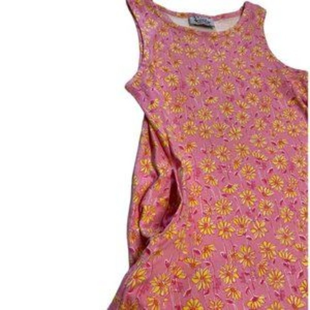 Lily Pulitzer little girls pink floral A line sleeveless dress Sz 7 cotton